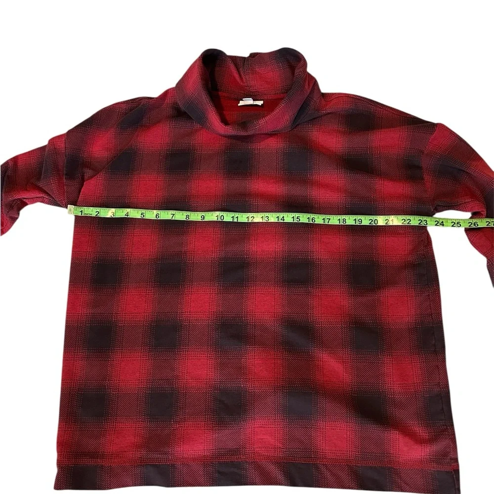 J JILL Drop Sleeve Stretchy Long Sleeve Loose Fit Buffalo Check Pullover Top
